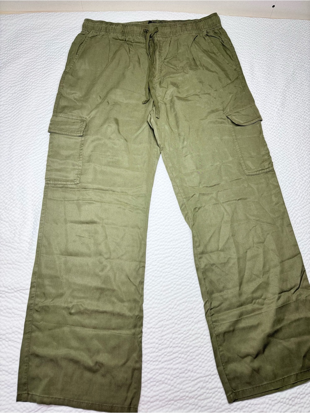 Social Standard by Sanctuary Caravan Cargo Pants XL Green Wide Leg Lyocell
